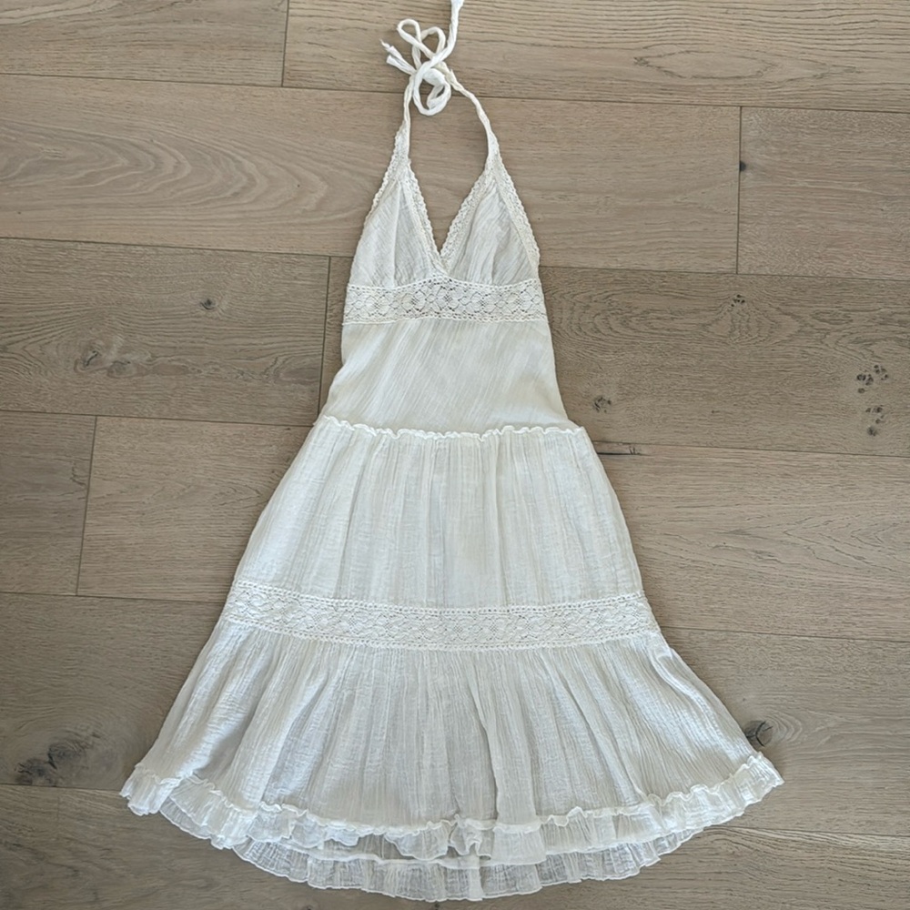 Sweet, BOHO long white gauze tiered dress, Size small